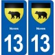 13 Mimet blason ville autocollant plaque sticker