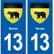 13 Mimet blason ville autocollant plaque sticker