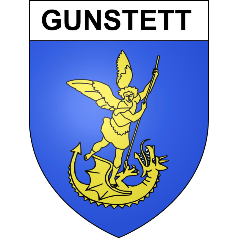 Pegatinas escudo de armas de Gunstett adhesivo de la etiqueta engomada