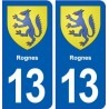 13 Rognes logo ville autocollant plaque sticker