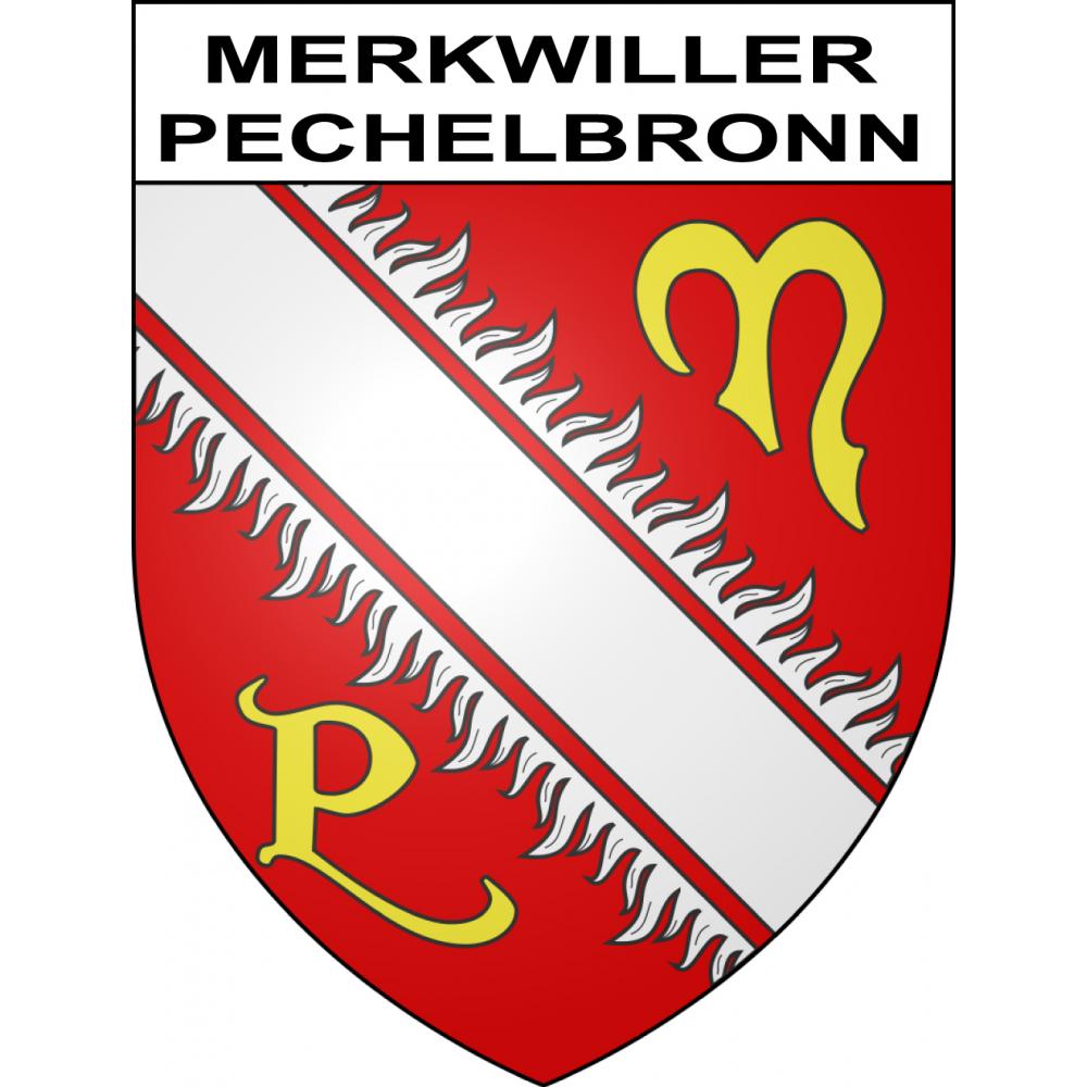 Pegatinas escudo de armas de Merkwiller-Pechelbronn adhesivo de la etiqueta engomada
