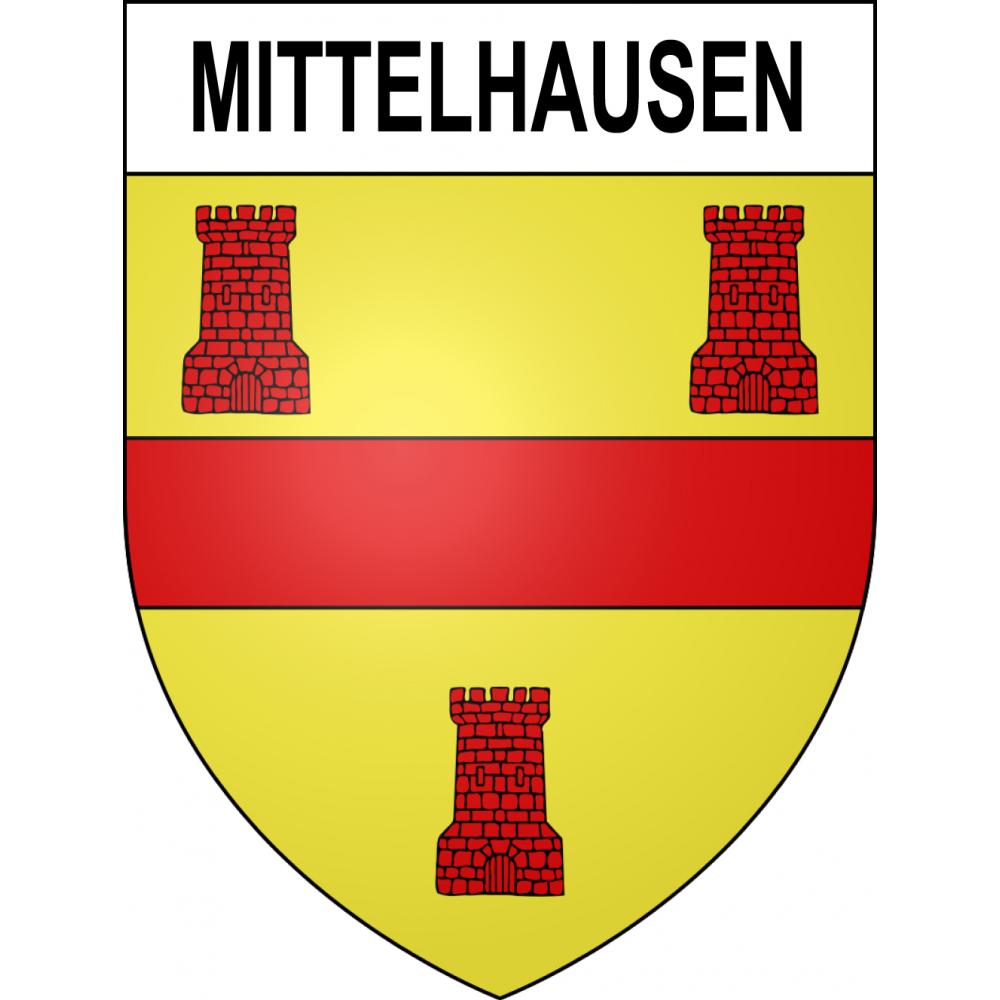 Pegatinas escudo de armas de Mittelhausen adhesivo de la etiqueta engomada