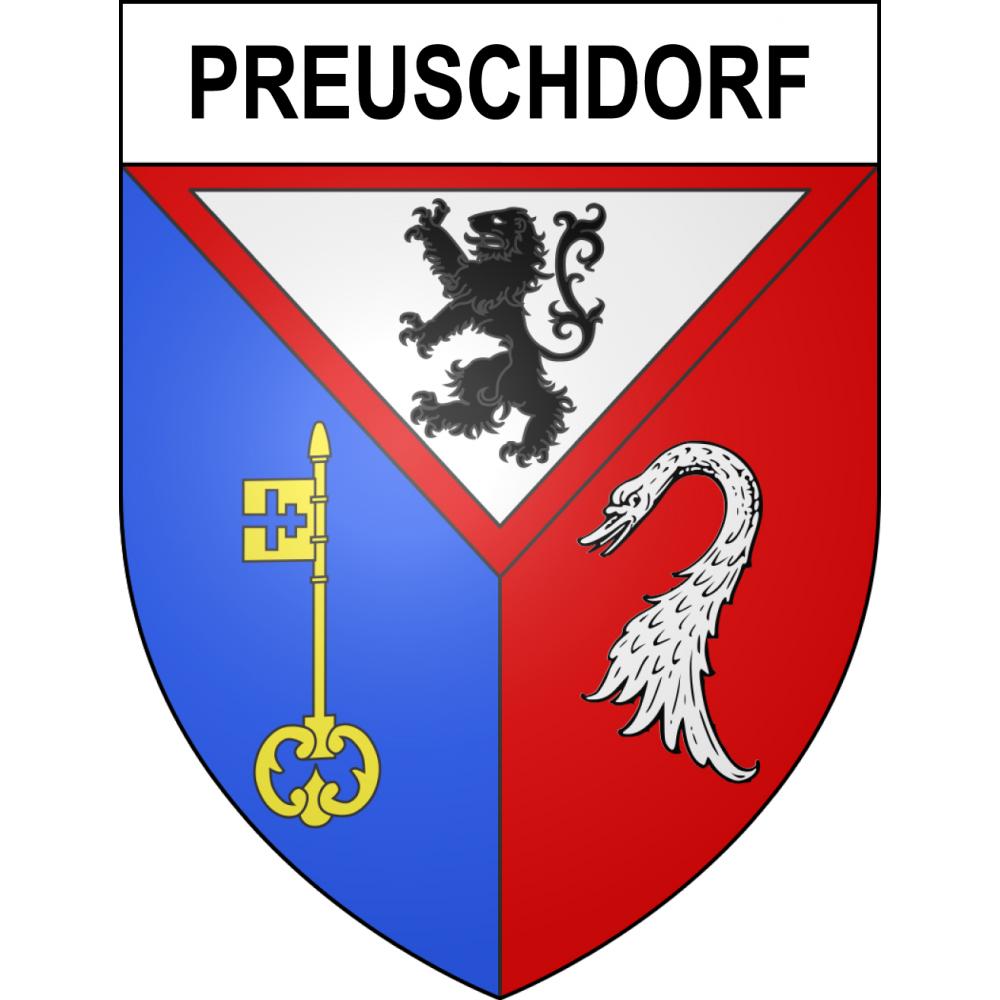 Pegatinas escudo de armas de Preuschdorf adhesivo de la etiqueta engomada