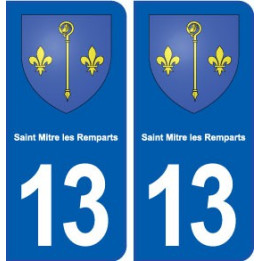 13 Saint-Mitre-les-Remparts logo ville autocollant plaque sticker