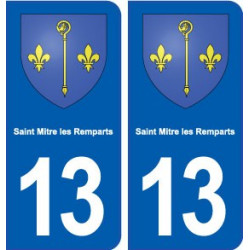 13 Saint-Mitre-les-Remparts logo ville autocollant plaque sticker