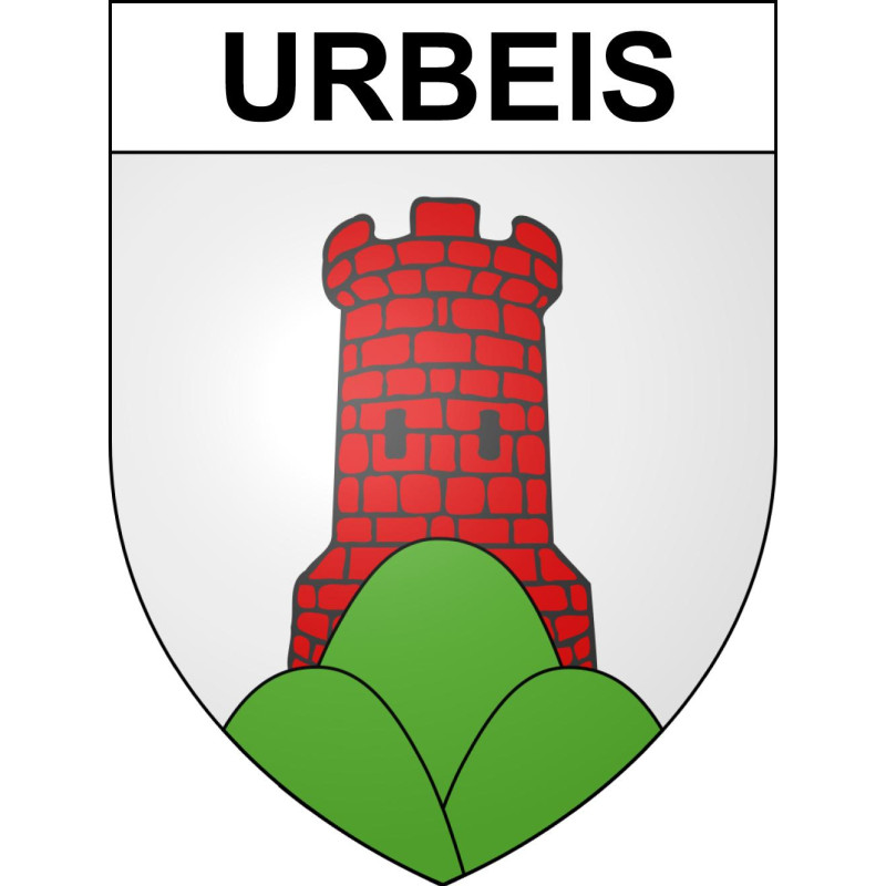 Pegatinas escudo de armas de Urbeis adhesivo de la etiqueta engomada