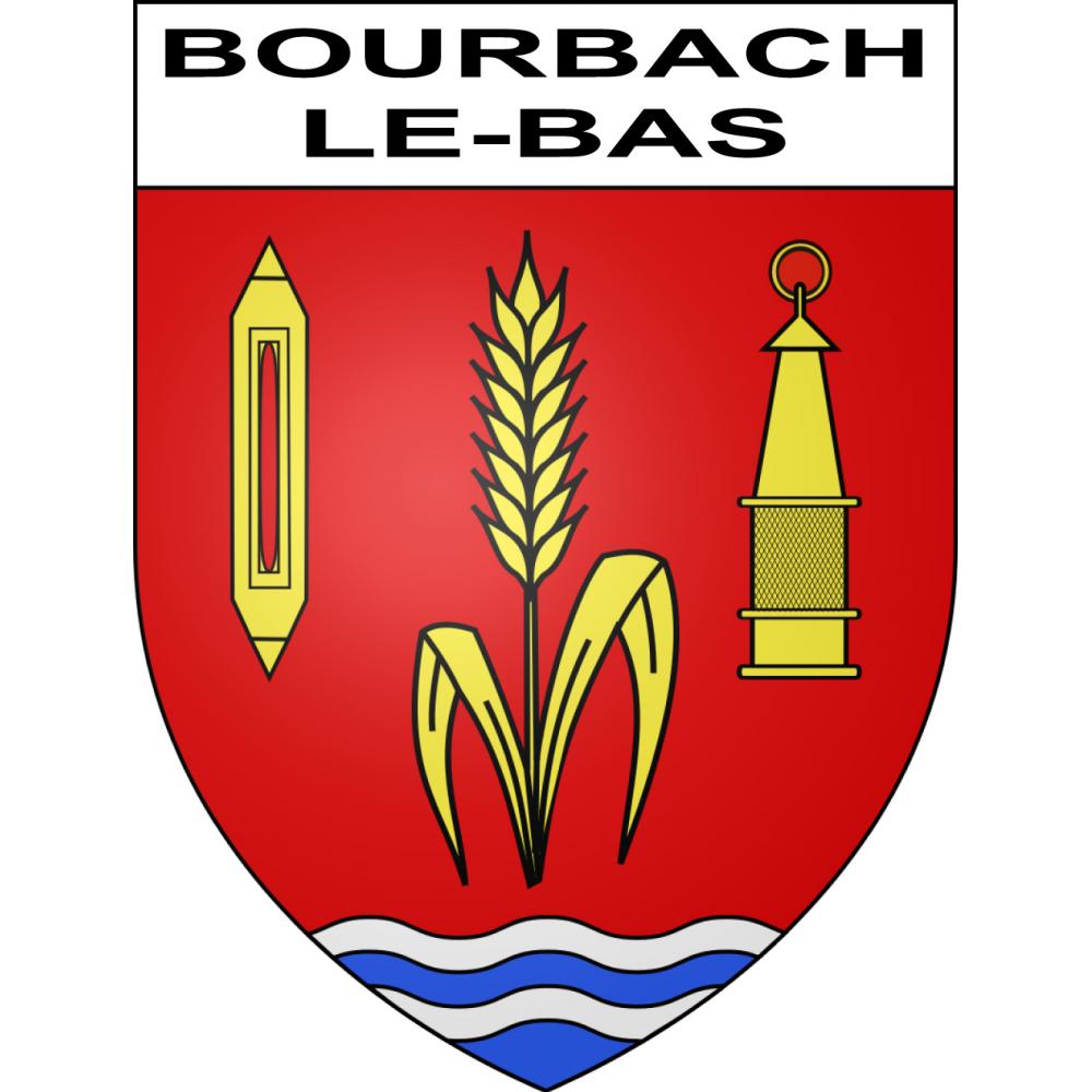 Pegatinas escudo de armas de Bourbach-le-Bas adhesivo de la etiqueta engomada