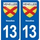 13 Venelles blason ville autocollant plaque sticker