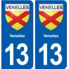 13 Venelles blason ville autocollant plaque sticker