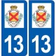 13 Venelles blason ville autocollant plaque sticker