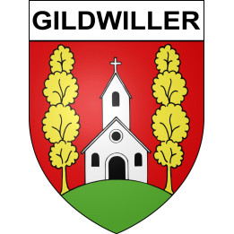Pegatinas escudo de armas de Gildwiller adhesivo de la etiqueta engomada