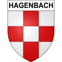 Pegatinas escudo de armas de Hagenbach adhesivo de la etiqueta engomada