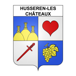 Husseren-les-Châteaux 68 ville sticker blason écusson autocollant adhésif