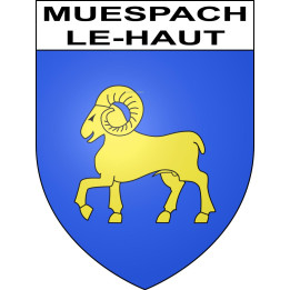 Pegatinas escudo de armas de Muespach-le-Haut adhesivo de la etiqueta engomada