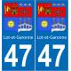64 Pau autocollant sticker plaque immatriculation auto ville