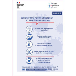 Affiche Covid-19 Pour se protéger et protéger les autres autocollant sticker logo1