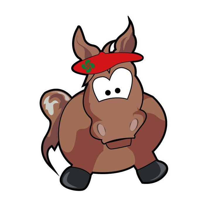 Poney basque beret croix sticker adhesif