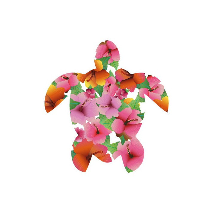 Tortue hibiscus couleur autocollant stickers