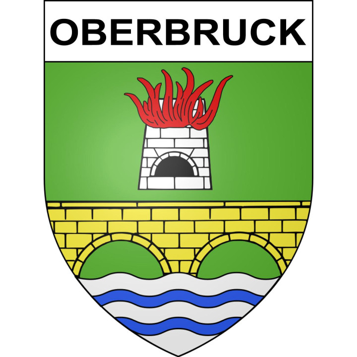 Pegatinas escudo de armas de Oberbruck adhesivo de la etiqueta engomada