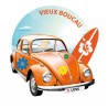 Voiture coccinelle surf fleur logo autocollant adhésif