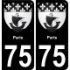 75 Paris placa etiqueta de registro de la ciudad