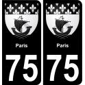 75 Paris autocollant sticker plaque immatriculation auto ville