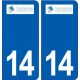 14 Courseulles-sur-Merblason ville autocollant plaque sticker