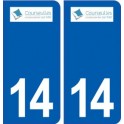 14 Courseulles-sur-Merblason ville autocollant plaque sticker