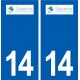 14 Courseulles-sur-Merblason ville autocollant plaque sticker