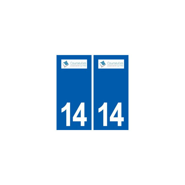 14 Courseulles-sur-Merblason ville autocollant plaque sticker