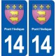 14 Courseulles-sur-Mer blason ville autocollant plaque sticker