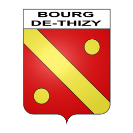 Pegatinas escudo de armas de Bourg-de-Thizy adhesivo de la etiqueta engomada
