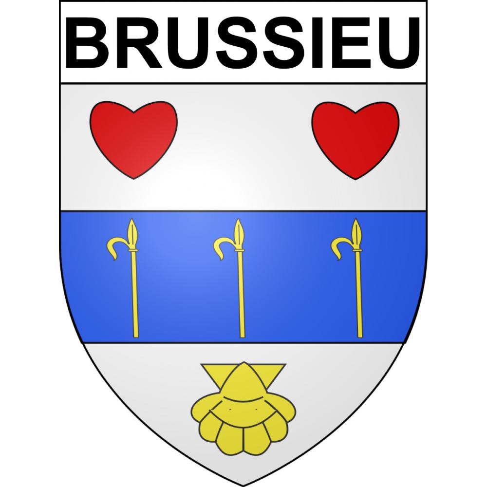 Pegatinas escudo de armas de Brussieu adhesivo de la etiqueta engomada