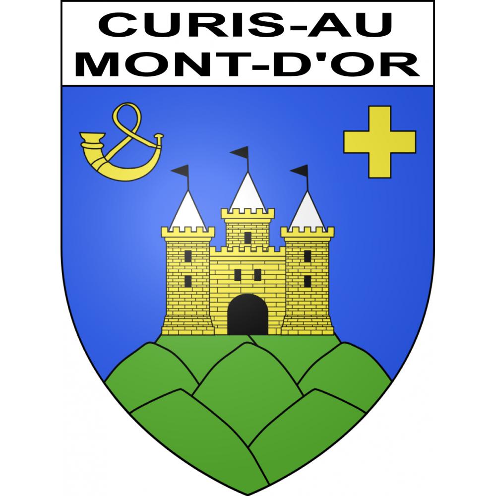 Pegatinas escudo de armas de Curis-au-Mont-d'Or adhesivo de la etiqueta engomada