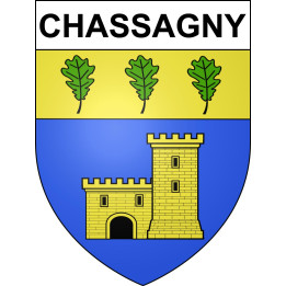 Pegatinas escudo de armas de Chassagny adhesivo de la etiqueta engomada
