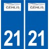 21 de Genlis logotipo de la etiqueta engomada de la placa de pegatinas de la ciudad