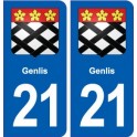 21 Genlis logo autocollant plaque stickers ville