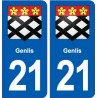 21 Genlis logo autocollant plaque stickers ville