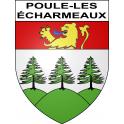 Pegatinas escudo de armas de Poule-les-Écharmeaux adhesivo de la etiqueta engomada