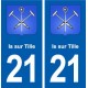 21 Genlis blason autocollant plaque stickers ville