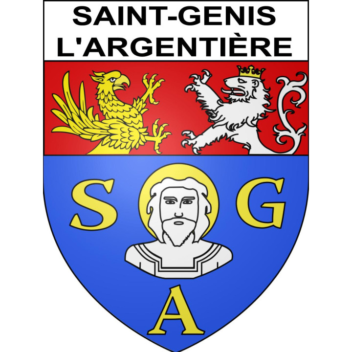 Pegatinas escudo de armas de Saint-Genis-l'Argentière adhesivo de la etiqueta engomada