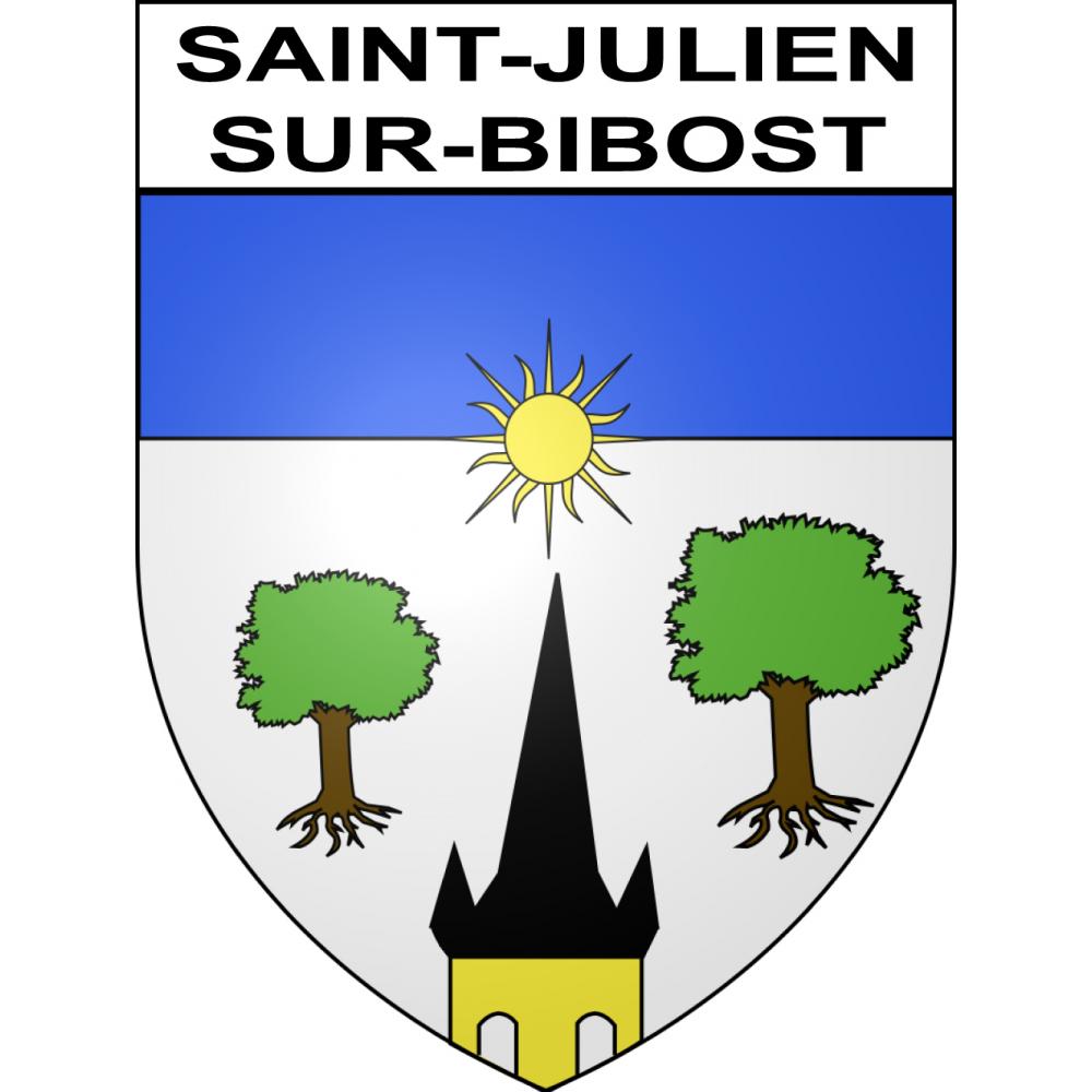 Pegatinas escudo de armas de Saint-Julien-sur-Bibost adhesivo de la etiqueta engomada