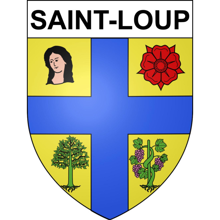 Pegatinas escudo de armas de Saint-Loup adhesivo de la etiqueta engomada