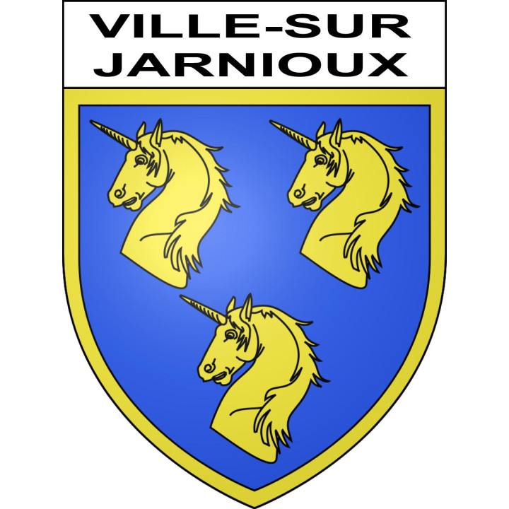 Pegatinas escudo de armas de Ville-sur-Jarnioux adhesivo de la etiqueta engomada