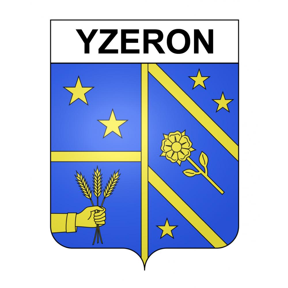 Pegatinas escudo de armas de Yzeron adhesivo de la etiqueta engomada