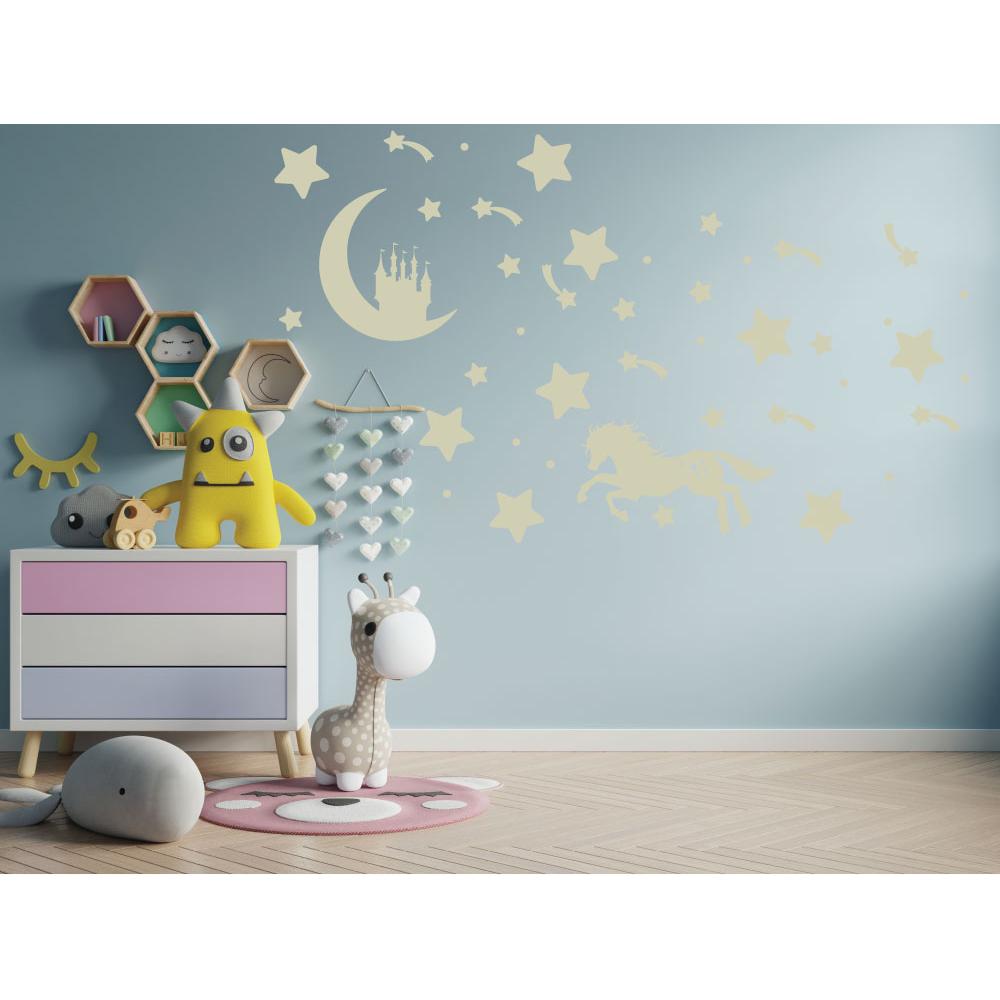 cheval étoile chateau lune sticker luminescent autocollant sticker logo98