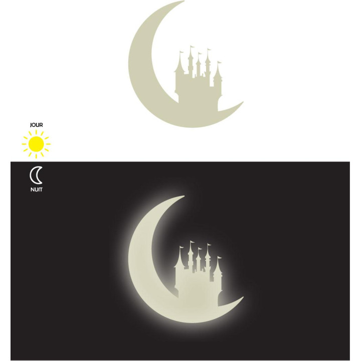 cheval étoile chateau lune sticker luminescent autocollant sticker logo98