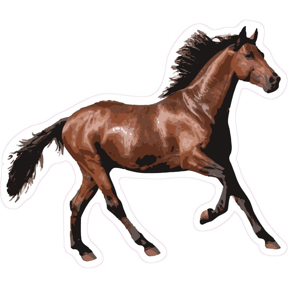 cheval au galop marron autocollant sticker logo6678