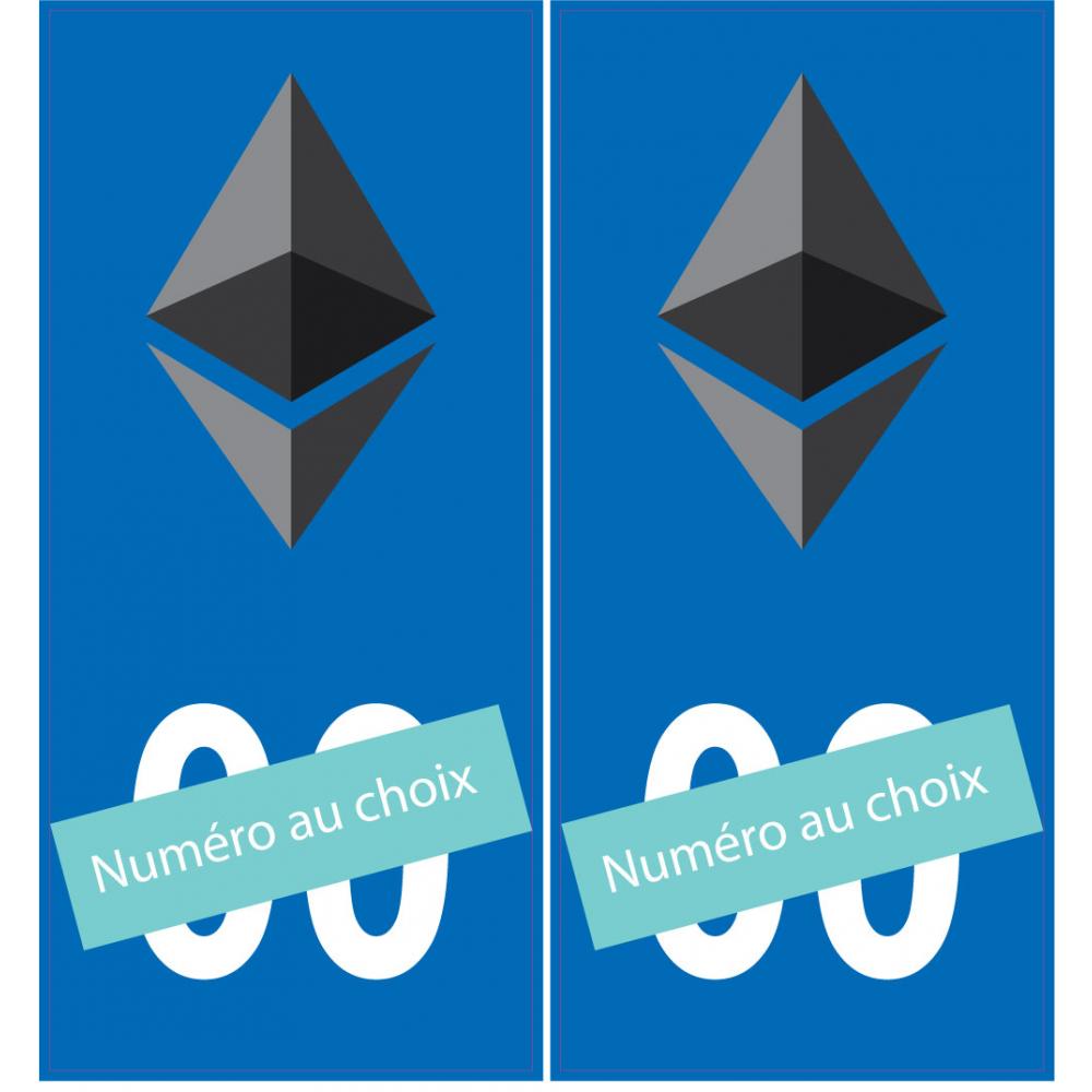 Ethereum logo noir plaque immatriculation numéro au choix voiture autocollant sticker logo87
