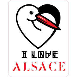 I love alsace cigogne coeur autocollant sticker logo852